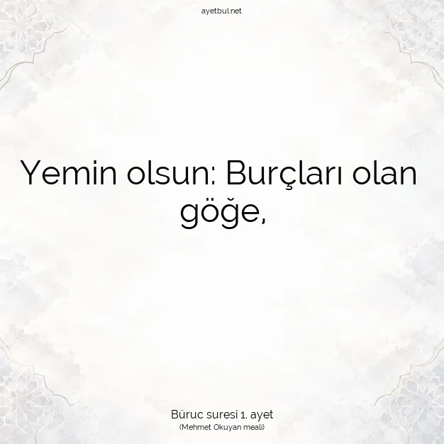 Ayetbul | Kuran Mealleri | Quran | Büruc suresi 1. ayet