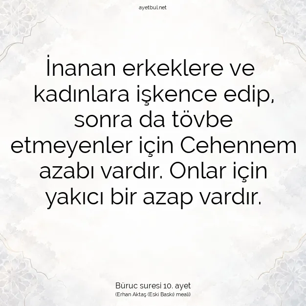Ayetbul | Kuran Mealleri | Quran | Büruc suresi 10. ayet