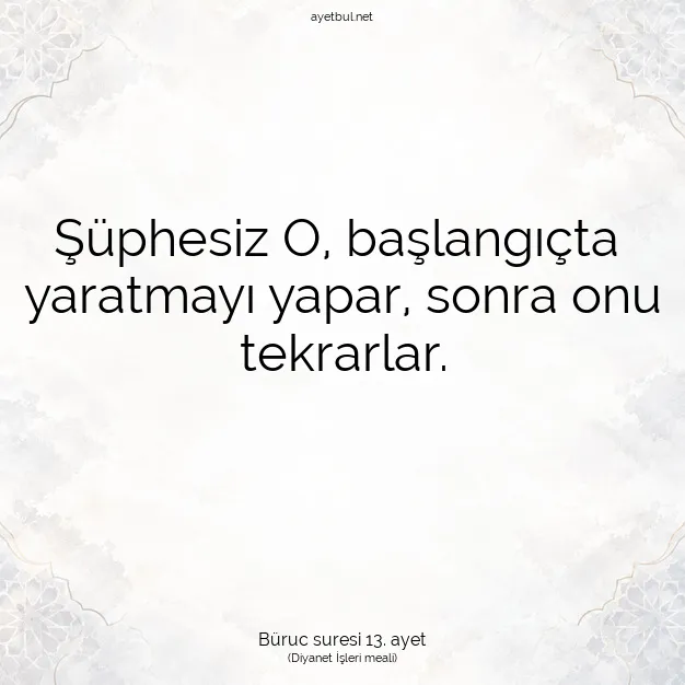 Ayetbul | Kuran Mealleri | Quran | Büruc suresi 13. ayet