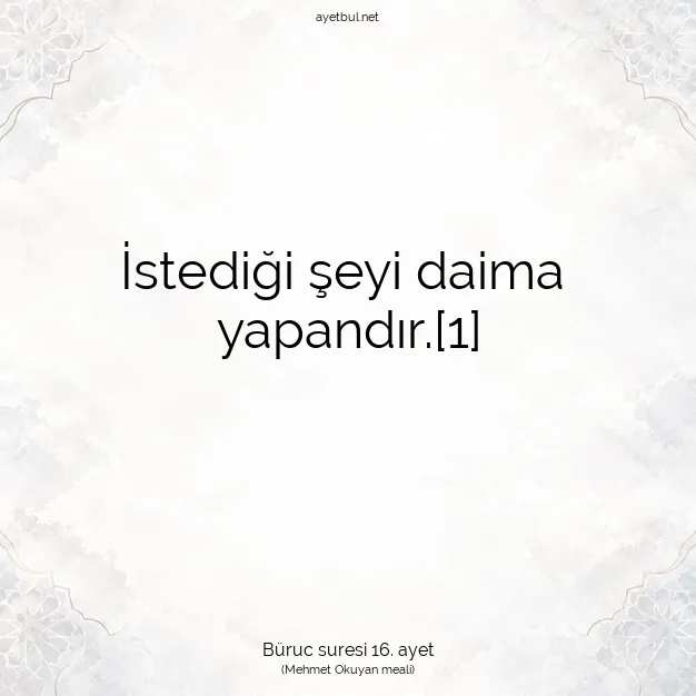 Ayetbul | Kuran Mealleri | Quran | Büruc suresi 16. ayet