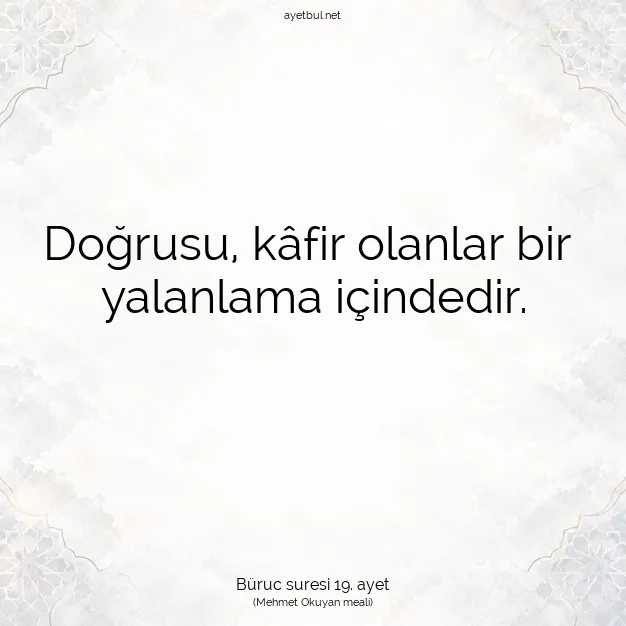 Ayetbul | Kuran Mealleri | Quran | Büruc suresi 19. ayet