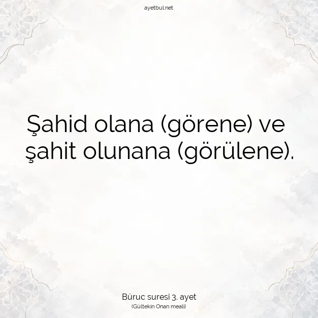 Ayetbul | Kuran Mealleri | Quran | Büruc suresi 3. ayet
