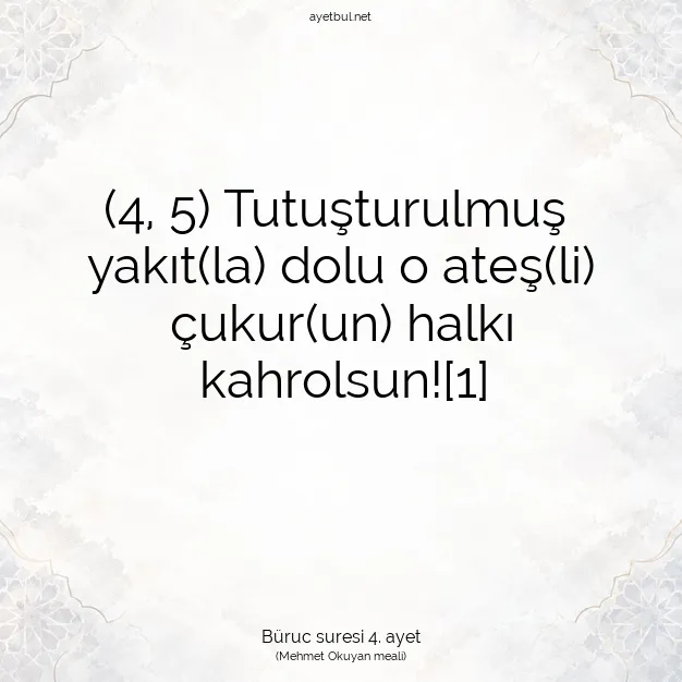 Ayetbul | Kuran Mealleri | Quran | Büruc suresi 4. ayet