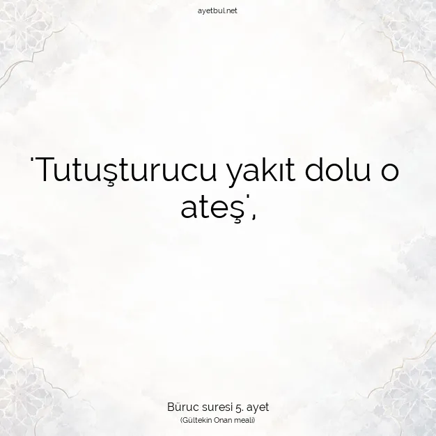 Ayetbul | Kuran Mealleri | Quran | Büruc suresi 5. ayet