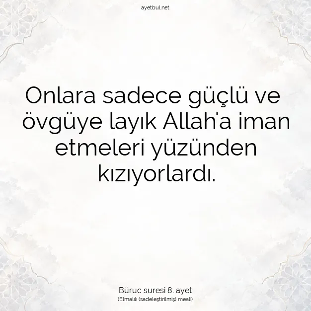 Ayetbul | Kuran Mealleri | Quran | Büruc suresi 8. ayet