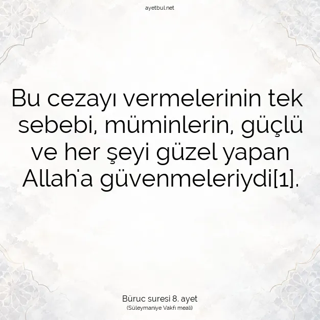 Ayetbul | Kuran Mealleri | Quran | Büruc suresi 8. ayet