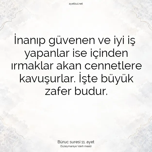 Ayetbul | Kuran Mealleri | Quran | Büruc suresi 11. ayet