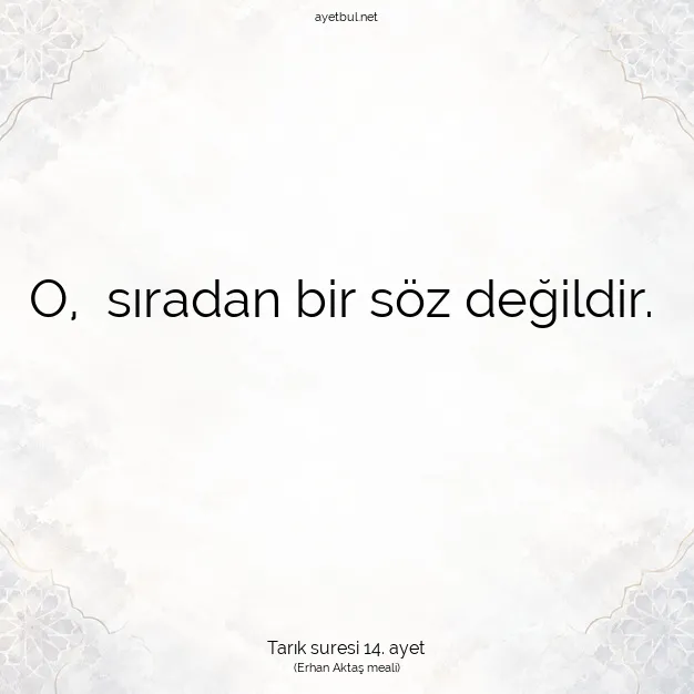 Ayetbul | Kuran Mealleri | Quran | Tarık suresi 14. ayet
