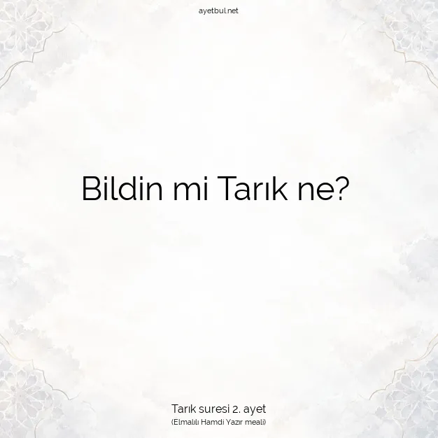 Ayetbul | Kuran Mealleri | Quran | Tarık suresi 2. ayet