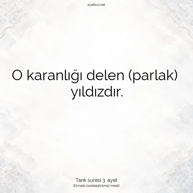 Ayetbul | Kuran Mealleri | Quran | Tarık suresi 3. ayet