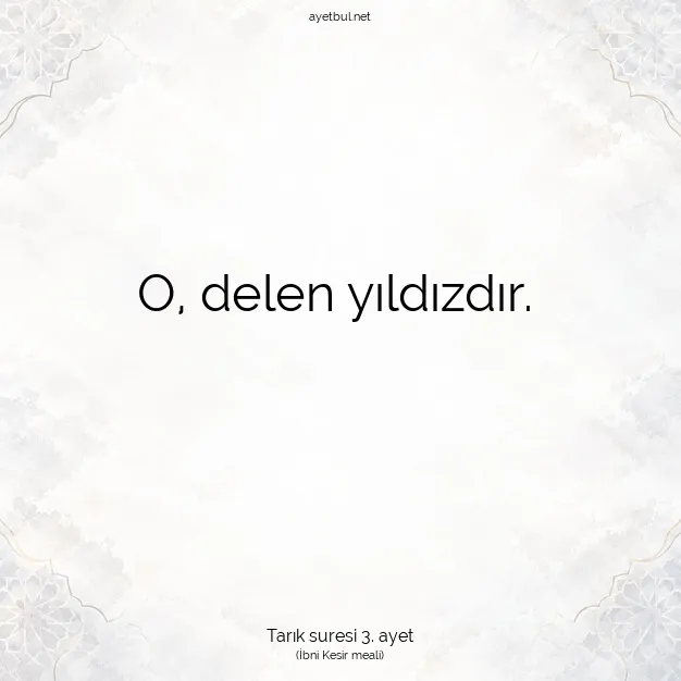 Ayetbul | Kuran Mealleri | Quran | Tarık suresi 3. ayet