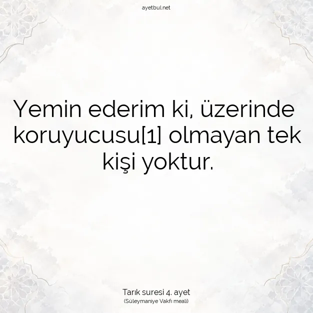 Ayetbul | Kuran Mealleri | Quran | Tarık suresi 4. ayet