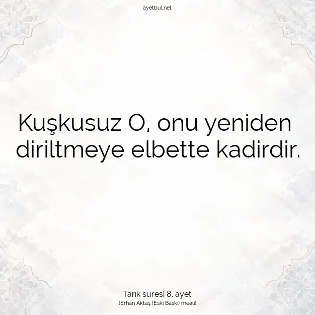 Ayetbul | Kuran Mealleri | Quran | Tarık suresi 8. ayet