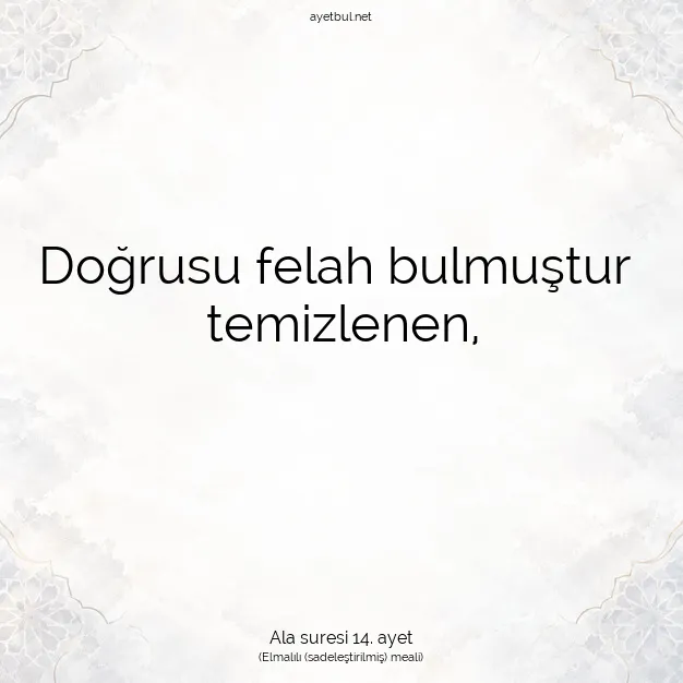 Ayetbul | Kuran Mealleri | Quran | Ala suresi 14. ayet