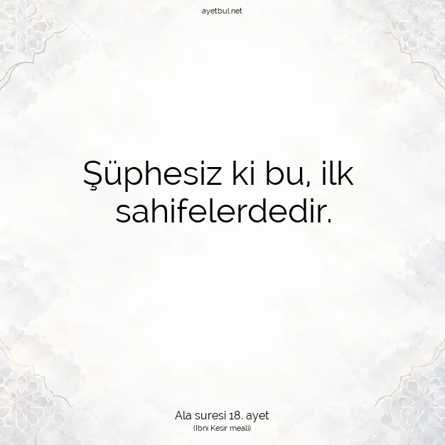 Ayetbul | Kuran Mealleri | Quran | Ala suresi 18. ayet
