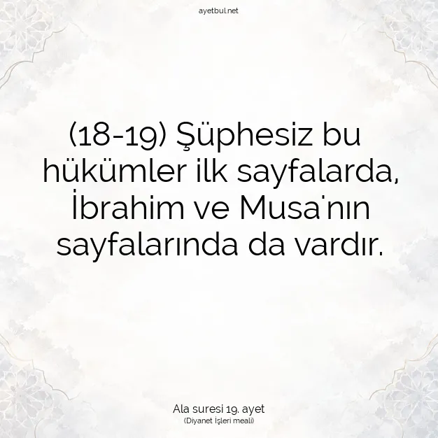 Ayetbul | Kuran Mealleri | Quran | Ala suresi 19. ayet