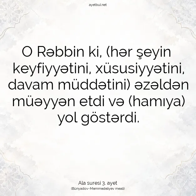Ayetbul | Kuran Mealleri | Quran | Ala suresi 3. ayet