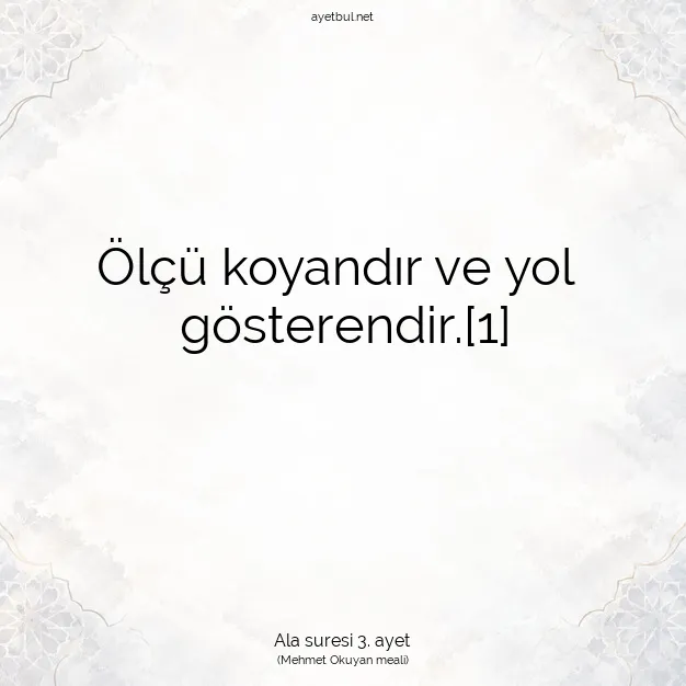 Ayetbul | Kuran Mealleri | Quran | Ala suresi 3. ayet