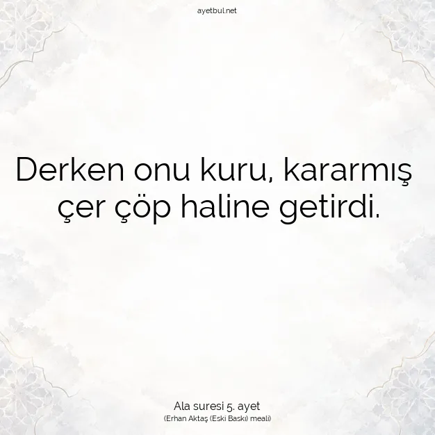 Ayetbul | Kuran Mealleri | Quran | Ala suresi 5. ayet