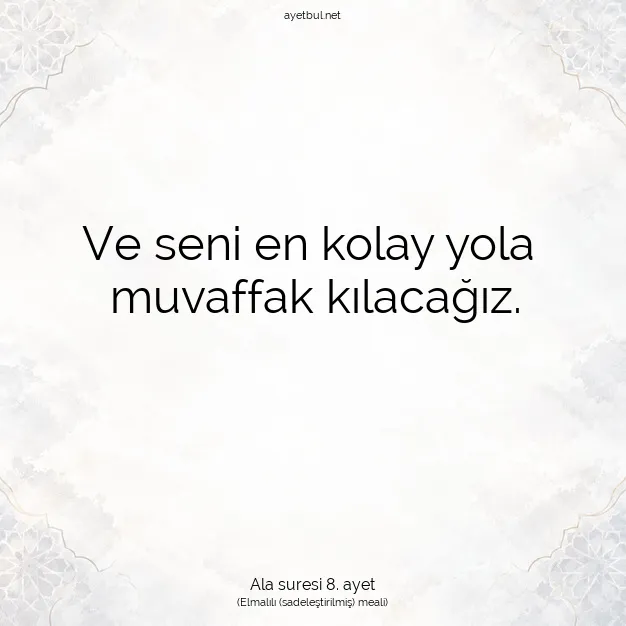 Ayetbul | Kuran Mealleri | Quran | Ala suresi 8. ayet