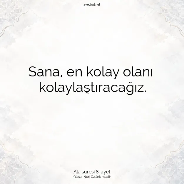 Ayetbul | Kuran Mealleri | Quran | Ala suresi 8. ayet