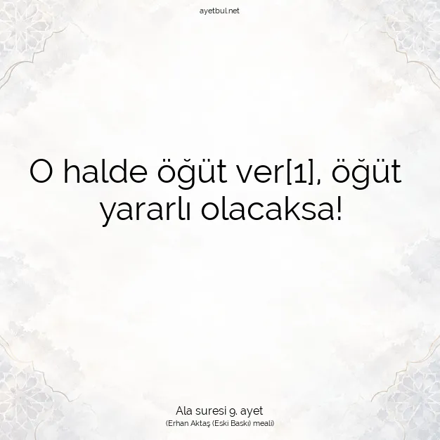 Ayetbul | Kuran Mealleri | Quran | Ala suresi 9. ayet