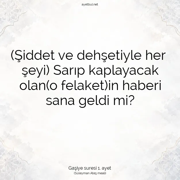 Ayetbul | Kuran Mealleri | Quran | Gaşiye suresi 1. ayet