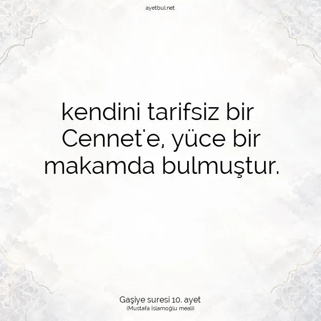 Ayetbul | Kuran Mealleri | Quran | Gaşiye suresi 10. ayet