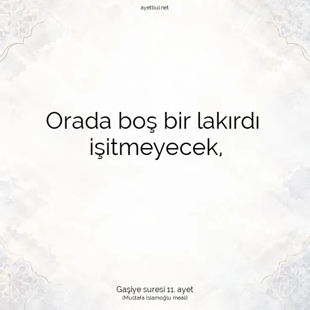 Ayetbul | Kuran Mealleri | Quran | Gaşiye suresi 11. ayet