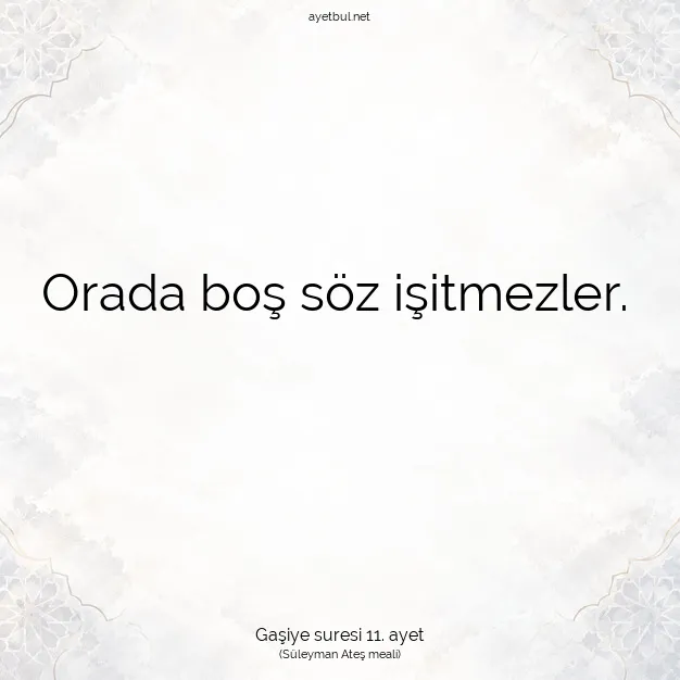 Ayetbul | Kuran Mealleri | Quran | Gaşiye suresi 11. ayet