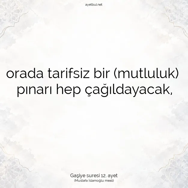 Ayetbul | Kuran Mealleri | Quran | Gaşiye suresi 12. ayet