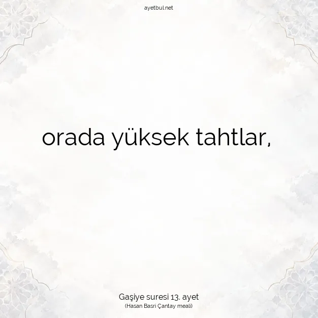Ayetbul | Kuran Mealleri | Quran | Gaşiye suresi 13. ayet