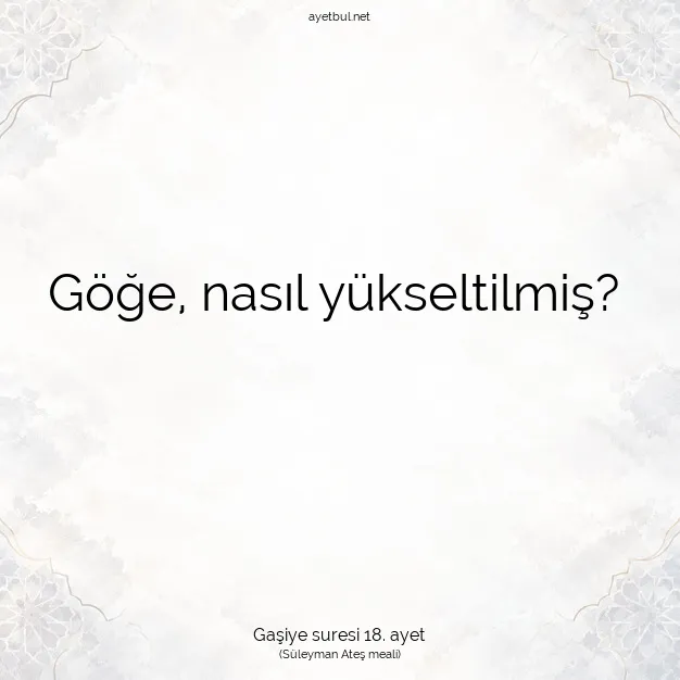 Ayetbul | Kuran Mealleri | Quran | Gaşiye suresi 18. ayet