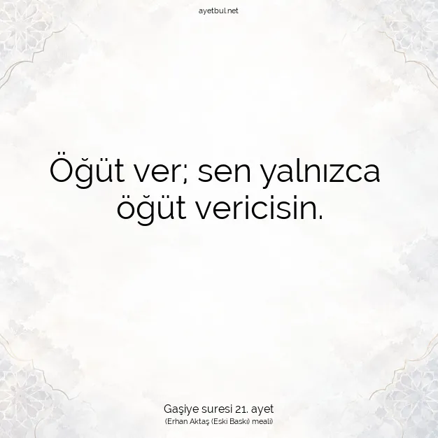 Ayetbul | Kuran Mealleri | Quran | Gaşiye suresi 21. ayet