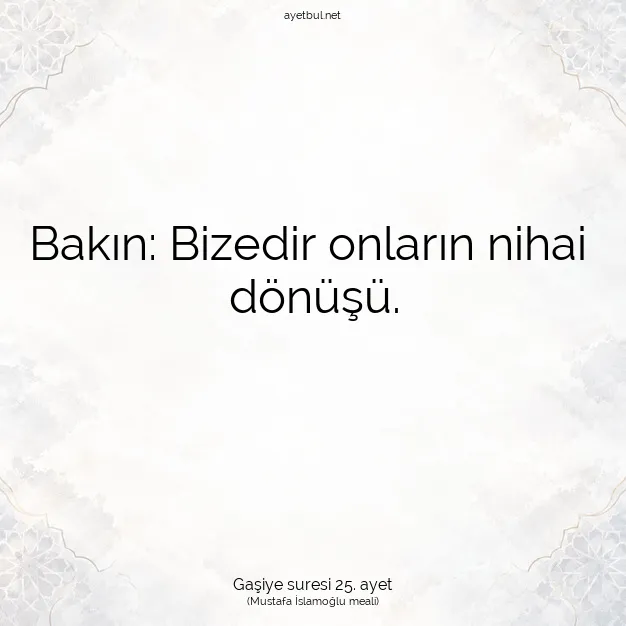 Ayetbul | Kuran Mealleri | Quran | Gaşiye suresi 25. ayet