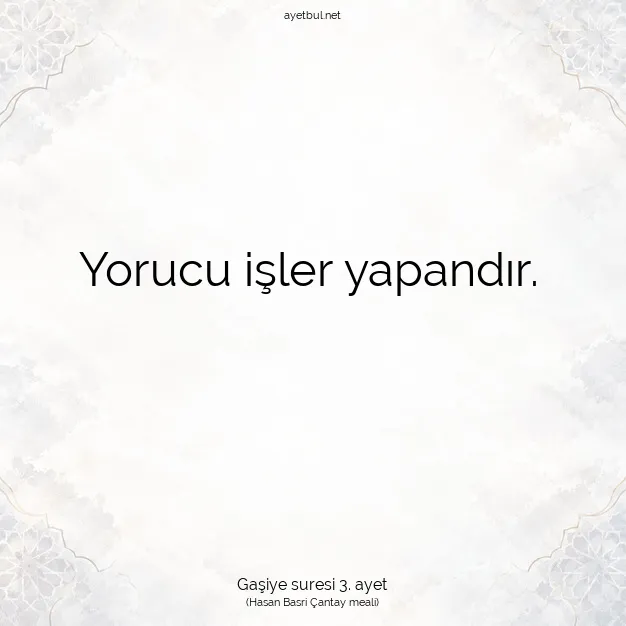 Ayetbul | Kuran Mealleri | Quran | Gaşiye suresi 3. ayet
