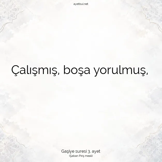 Ayetbul | Kuran Mealleri | Quran | Gaşiye suresi 3. ayet