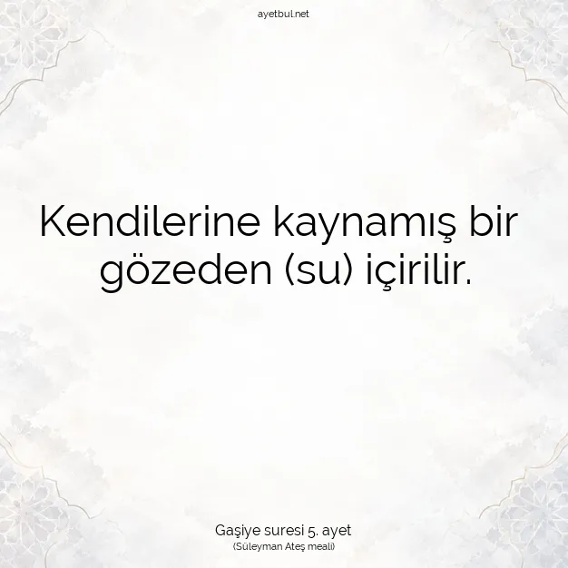 Ayetbul | Kuran Mealleri | Quran | Gaşiye suresi 5. ayet