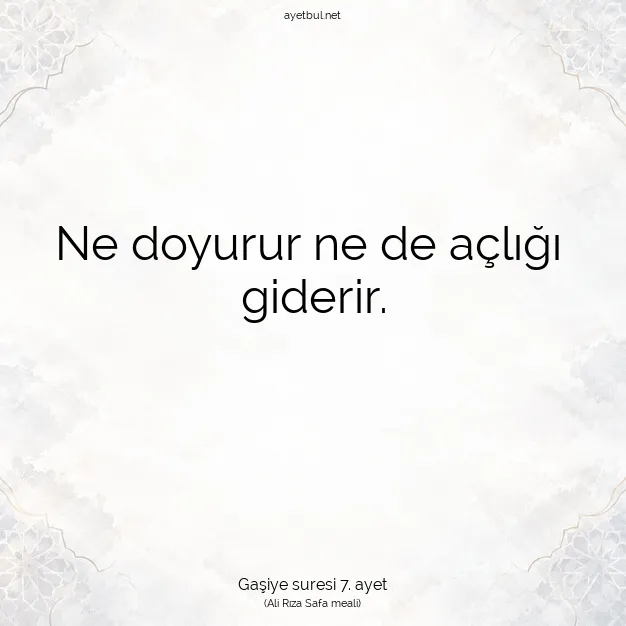 Ayetbul | Kuran Mealleri | Quran | Gaşiye suresi 7. ayet