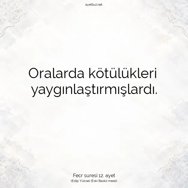 Ayetbul | Kuran Mealleri | Quran | Fecr suresi 12. ayet