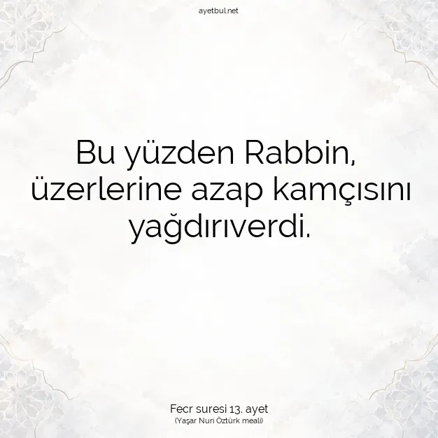 Ayetbul | Kuran Mealleri | Quran | Fecr suresi 13. ayet