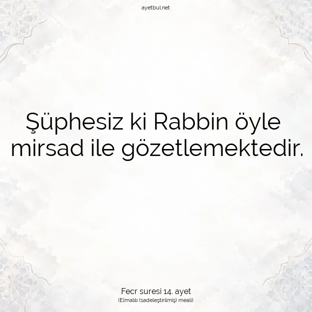 Ayetbul | Kuran Mealleri | Quran | Fecr suresi 14. ayet