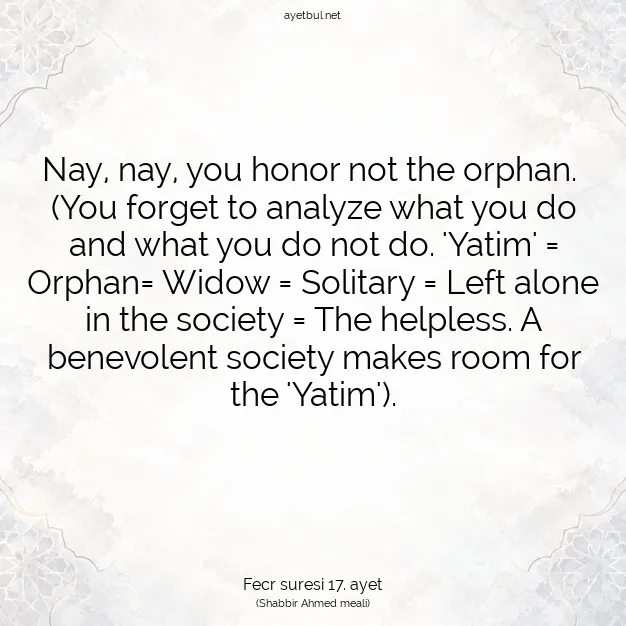 Ayetbul | Kuran Mealleri | Quran | Fecr suresi 17. ayet