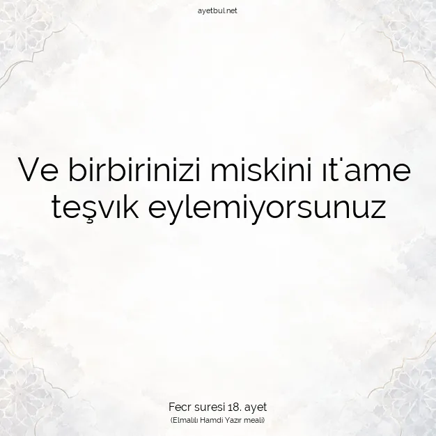 Ayetbul | Kuran Mealleri | Quran | Fecr suresi 18. ayet