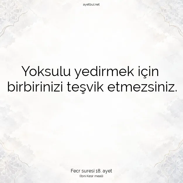 Ayetbul | Kuran Mealleri | Quran | Fecr suresi 18. ayet