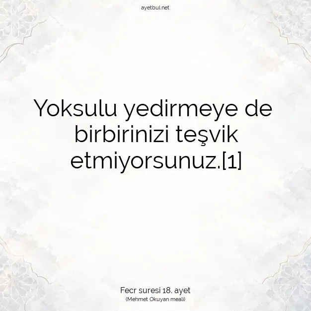 Ayetbul | Kuran Mealleri | Quran | Fecr suresi 18. ayet