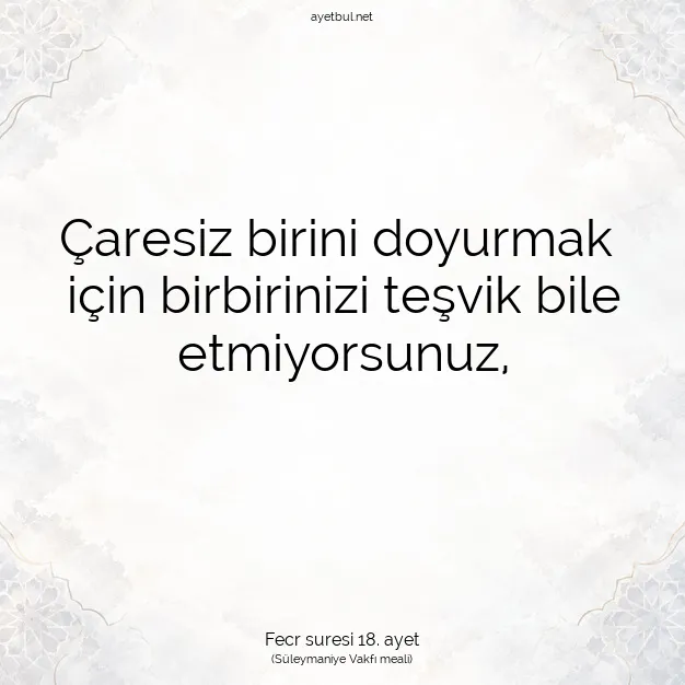 Ayetbul | Kuran Mealleri | Quran | Fecr suresi 18. ayet