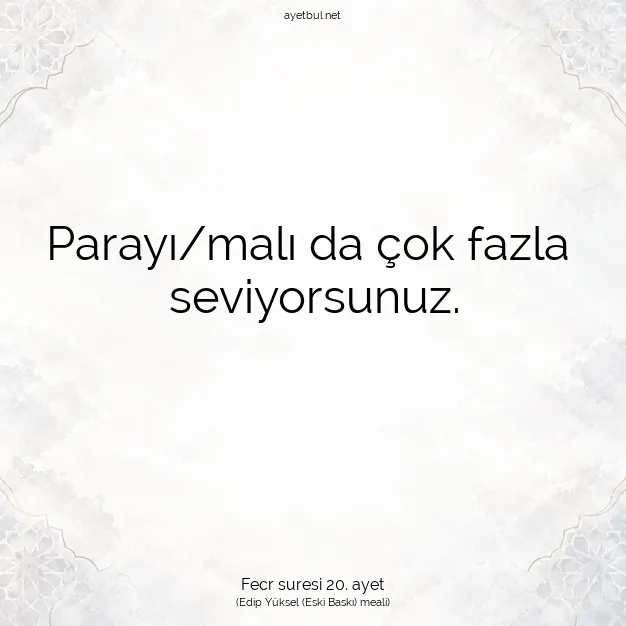 Ayetbul | Kuran Mealleri | Quran | Fecr suresi 20. ayet
