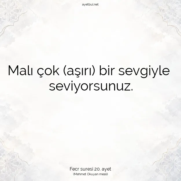 Ayetbul | Kuran Mealleri | Quran | Fecr suresi 20. ayet