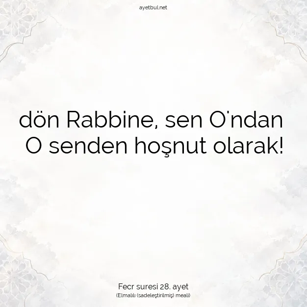 Ayetbul | Kuran Mealleri | Quran | Fecr suresi 28. ayet